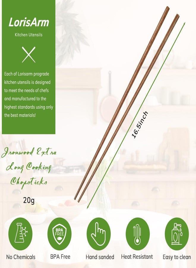 LorisArm Cooking Chopsticks Extra Long 16.5", Wooden Kitchen Chopstick Reusable for Noodles Frying Hotpot (16.5) - Image 4